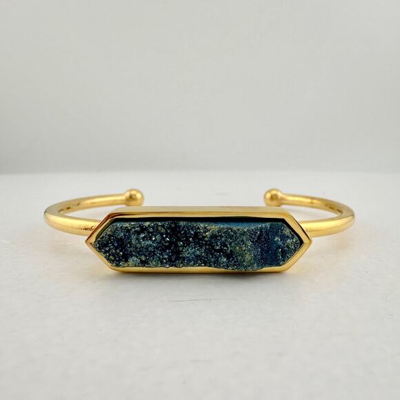 Denim Quartz Semi-Precious 18K Yellow Gold Ion Plated Bangle - NWT - Picture 8 of 10